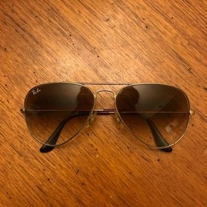 Ray Ban Aviator Gradual Brown Gold Frame